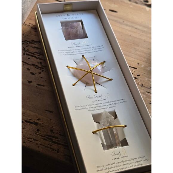 Luna Norte Crystal Set In Gift Box, Fluorite, Pink Quartz & Quartz, Gift Set - Picture 8 of 8
